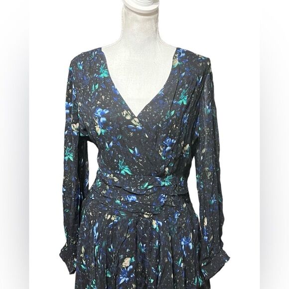 Anthropologie Ruched Floral Mini Dress size large - Picture 3 of 7